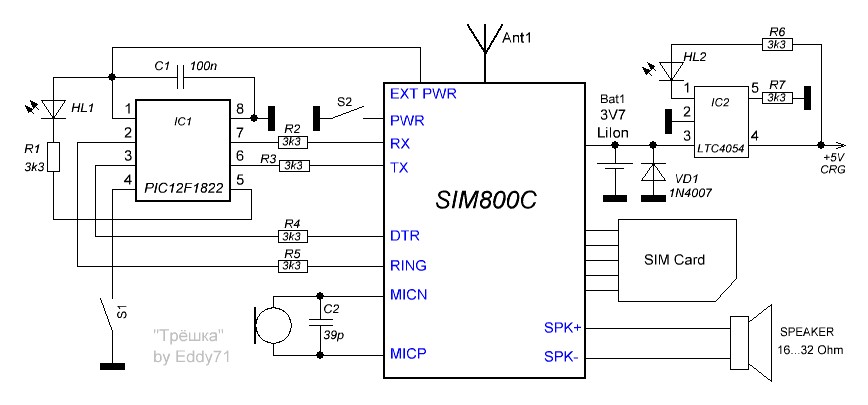 Sim800c схема модуля